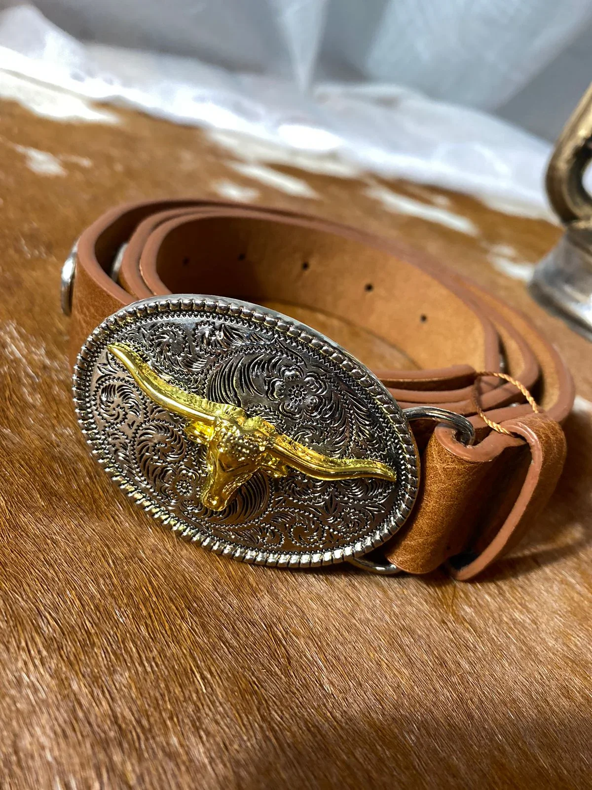 Cinto Com Fivelas Long Horn